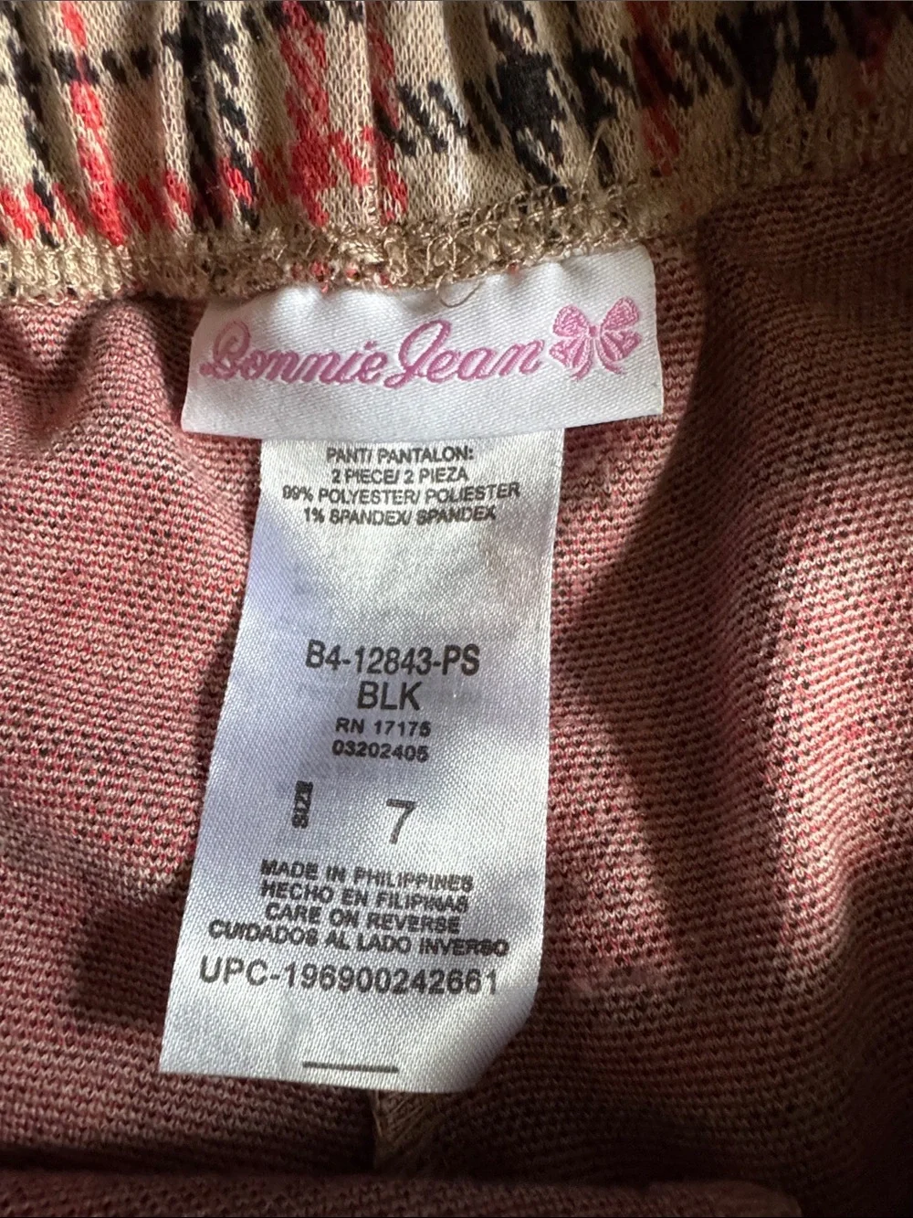 Bonnie Jean Pink, Black and Cream Plaid Corduroy Pants